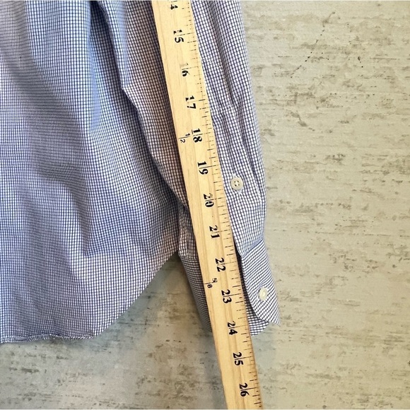 Gitman Bros Tailored Fit Men's Classic Blue Gingham Button Up Shirt Sz 16 35 USA - Picture 12 of 14